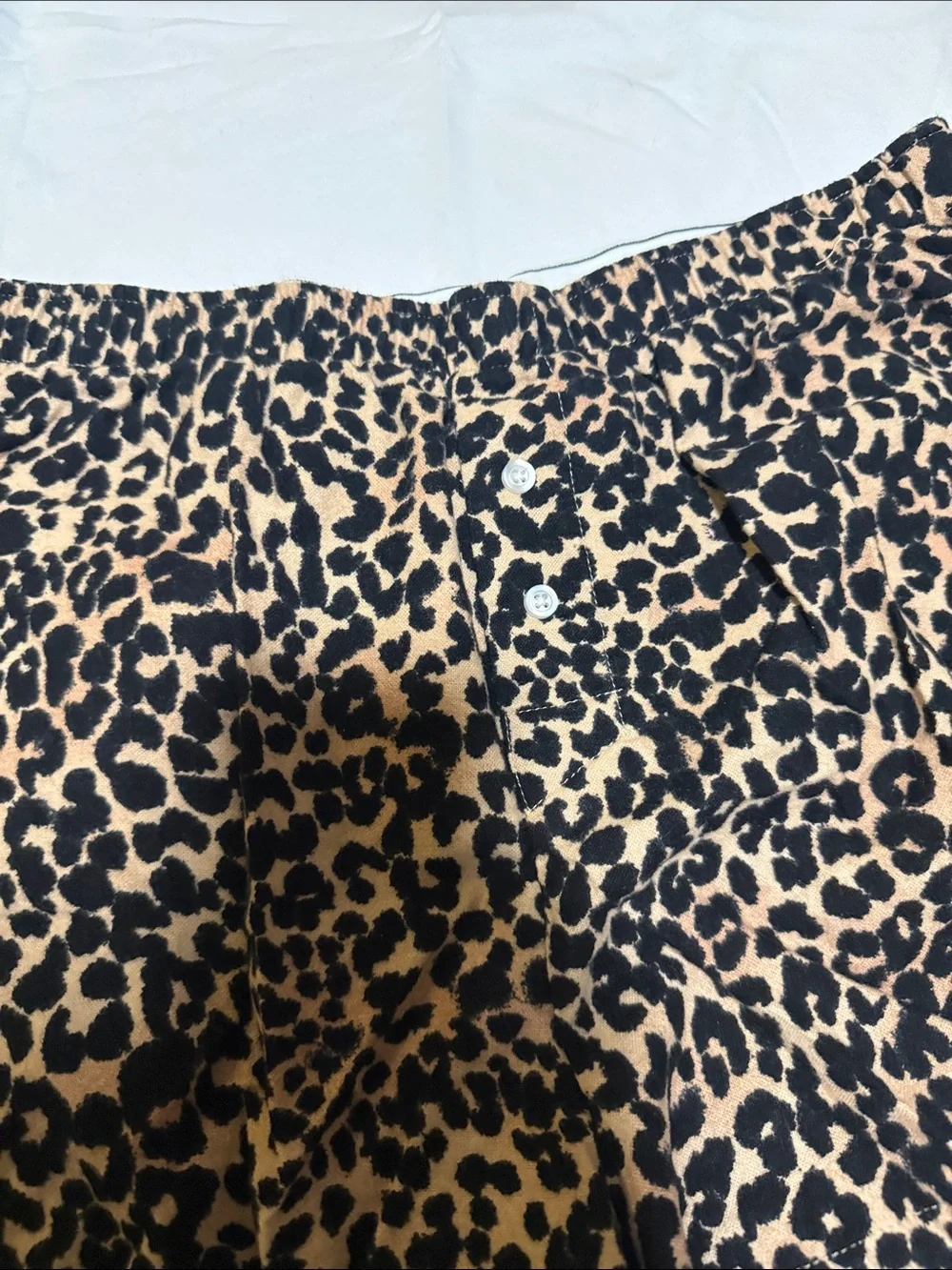 Target Women's Leopard Print Pajama Set - White Top & Tan/Black Shorts - Picture 2 of 3